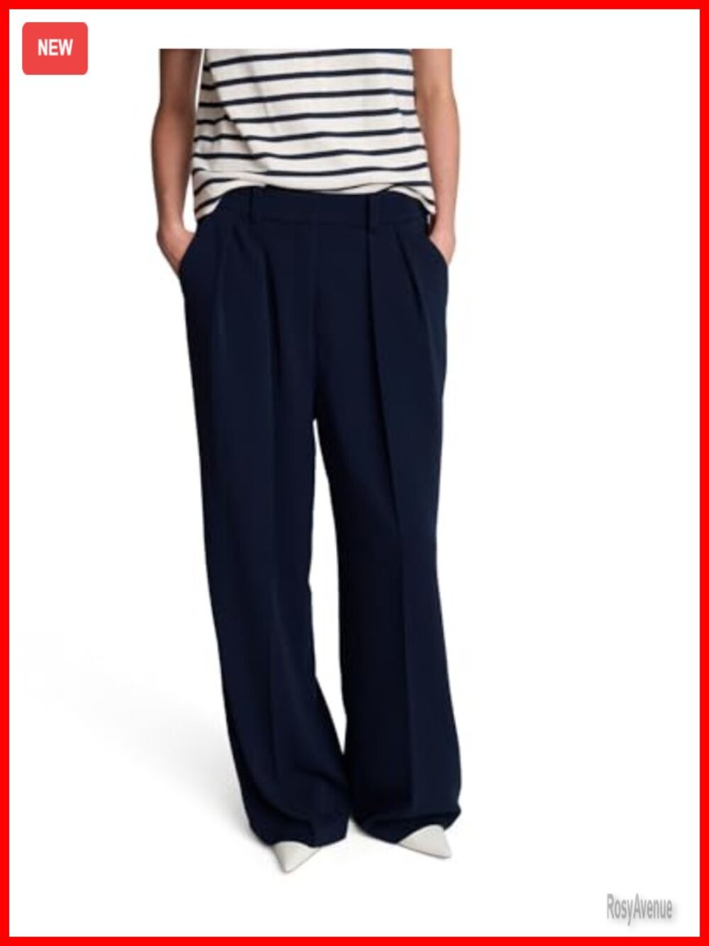 High Rise Pleated Wide Leg Pants Business Casual Slacks